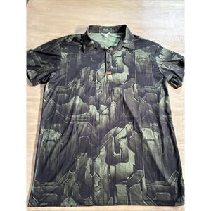 Retro Rifle Polo Shirt Mens Large Green Halo Master Chief S-117 Golf Performance